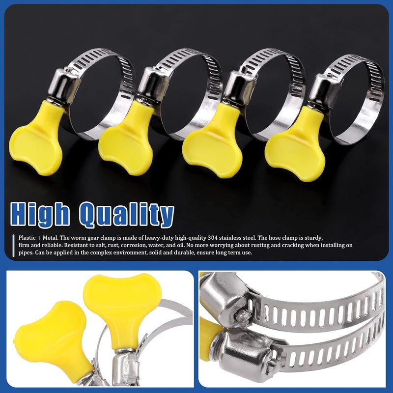 Glarks 20Pcs Adjustable 22-32MM Range Hose Clamps Set Key-Type Stainless Steel Worm Gear Hose Clamp with Plastic Handle for Water Pipe, Plumbing, Automotive and Mechanical Application (22-32MM) - Image 3